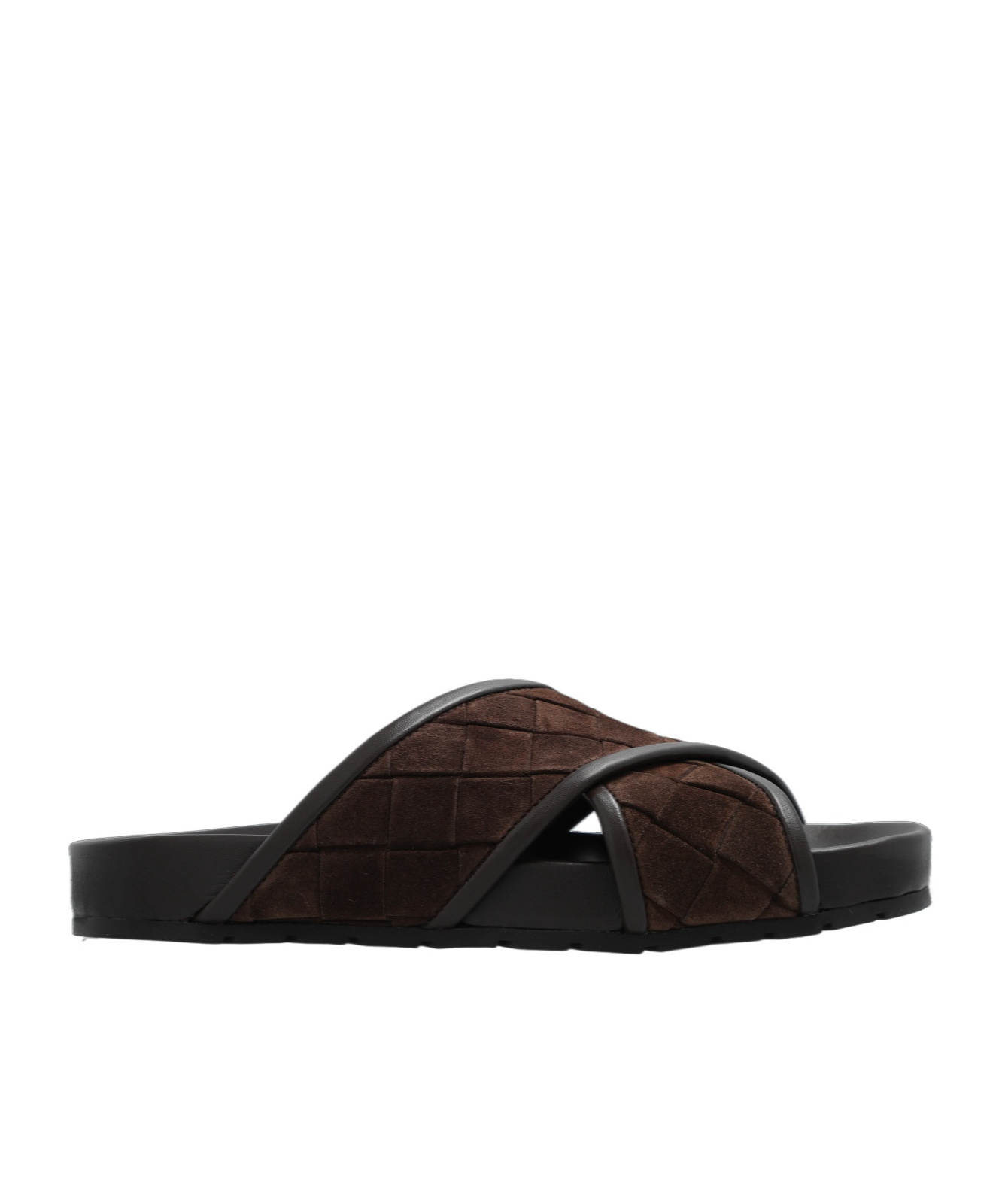 Shop Bottega Veneta Tarik Intrecciato Suede Sandals In Brown