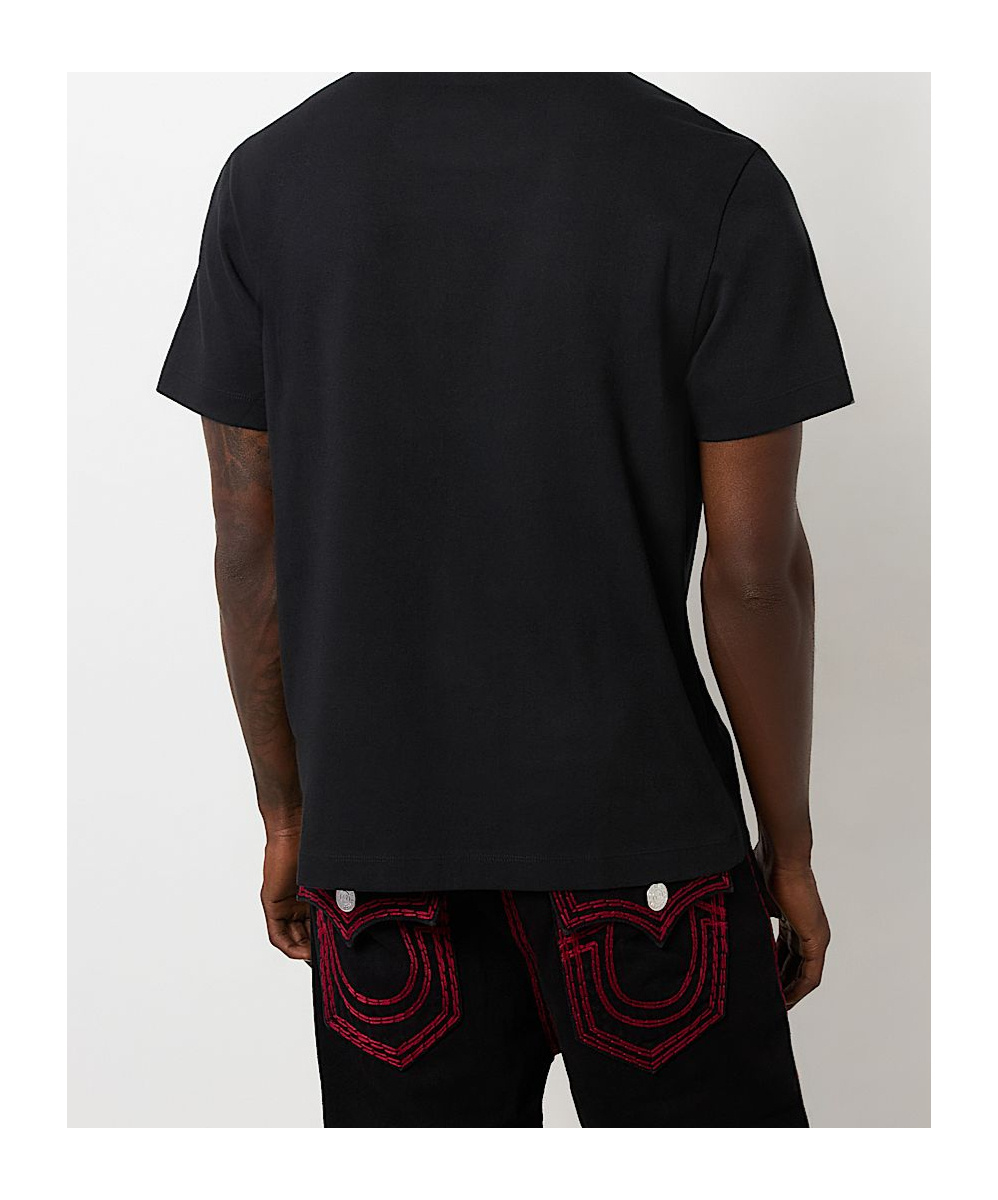 True Religion Railroad Embroidered Cotton T-shirt In Black