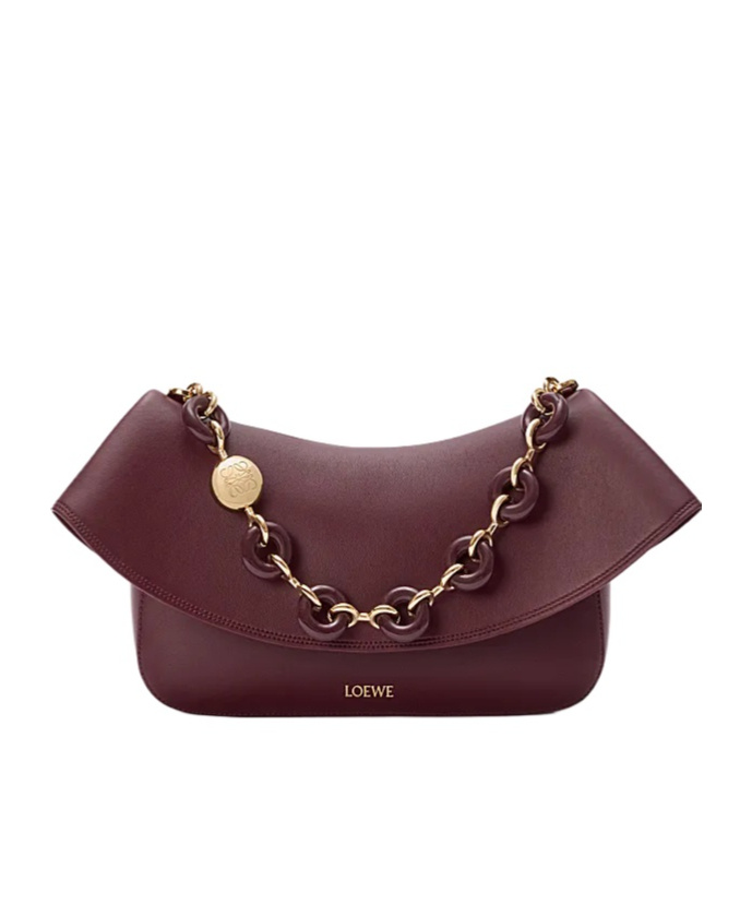 Loewe Womens Dark Burgundy Medium Ola Leather Shoulder Bag