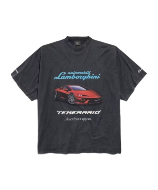 Balenciaga Black Cotton Lamborghini T-shirt In Black