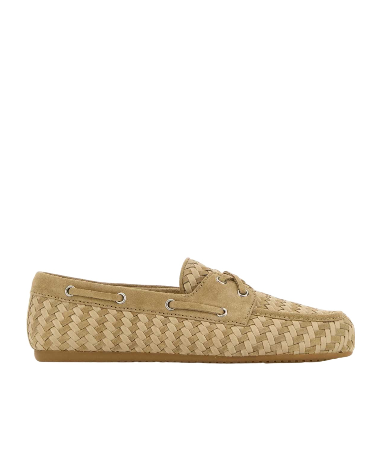Miu Miu Suede Loafers Eyelet Detailing Moc Toe