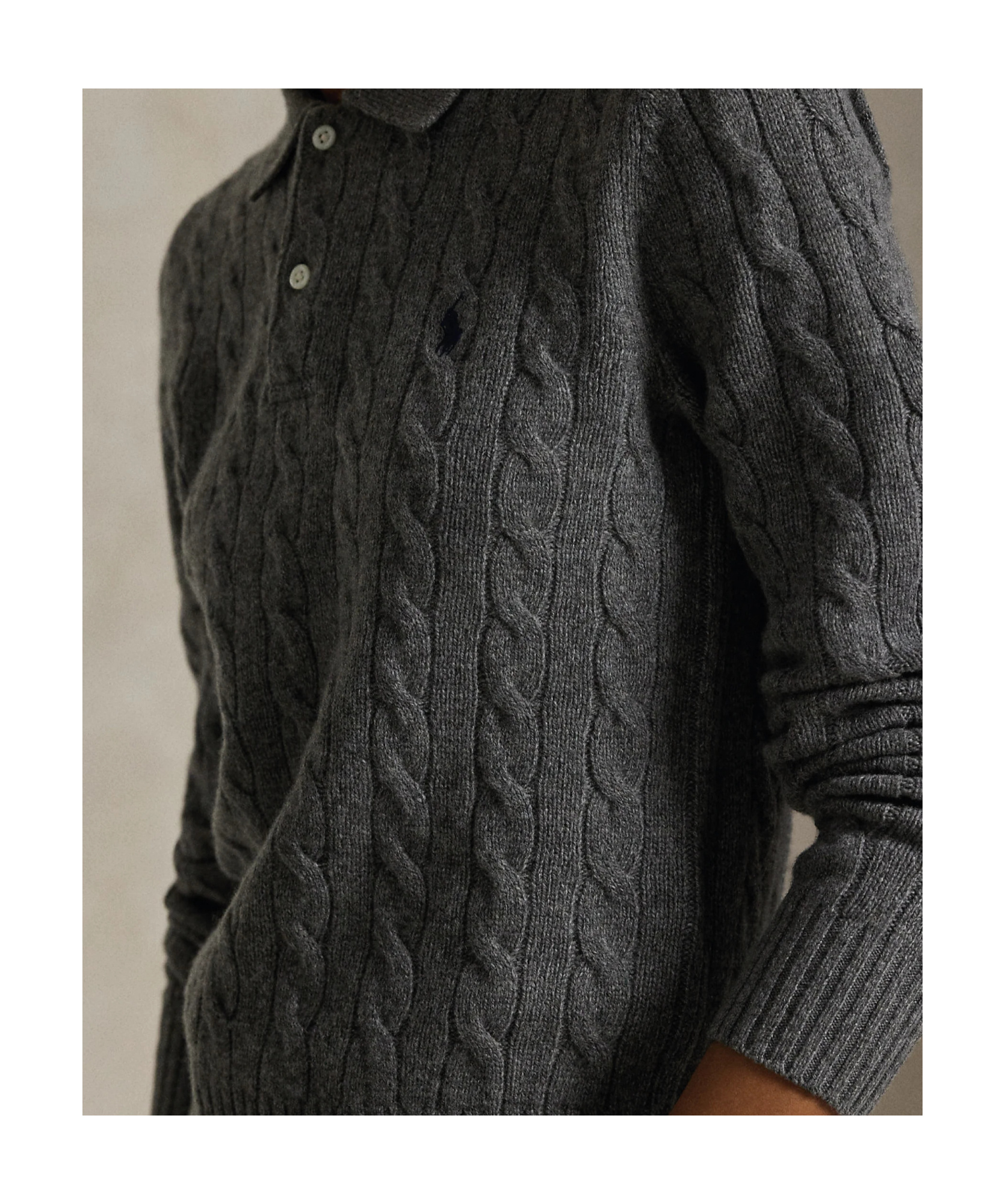 Polo Ralph Lauren Cable-knit Polo Shirt In Gray