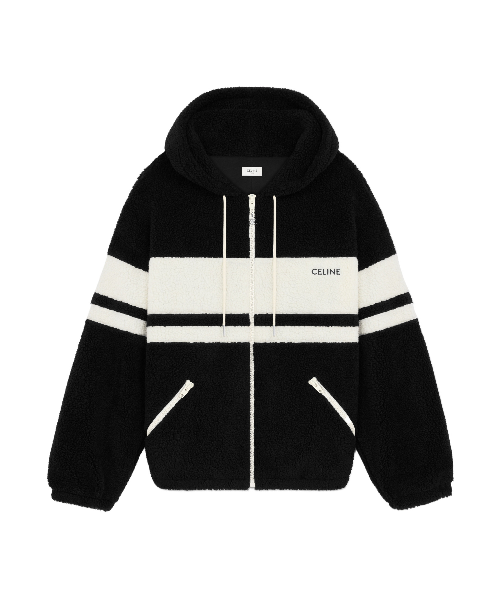 Celine Plain Jersey Hooded Jacket In Black