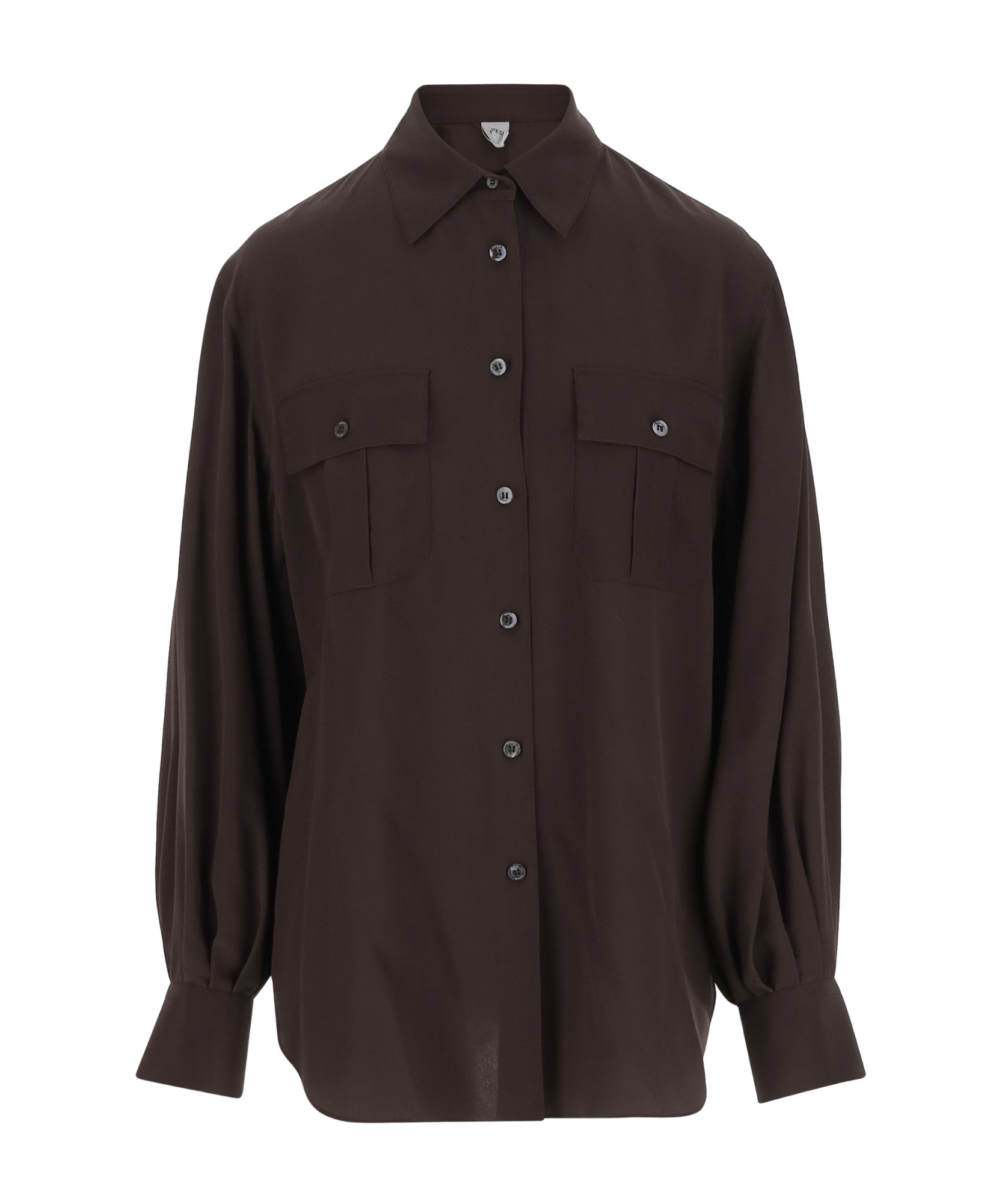 Shop Aspesi Silk Shirt In Dark Brown