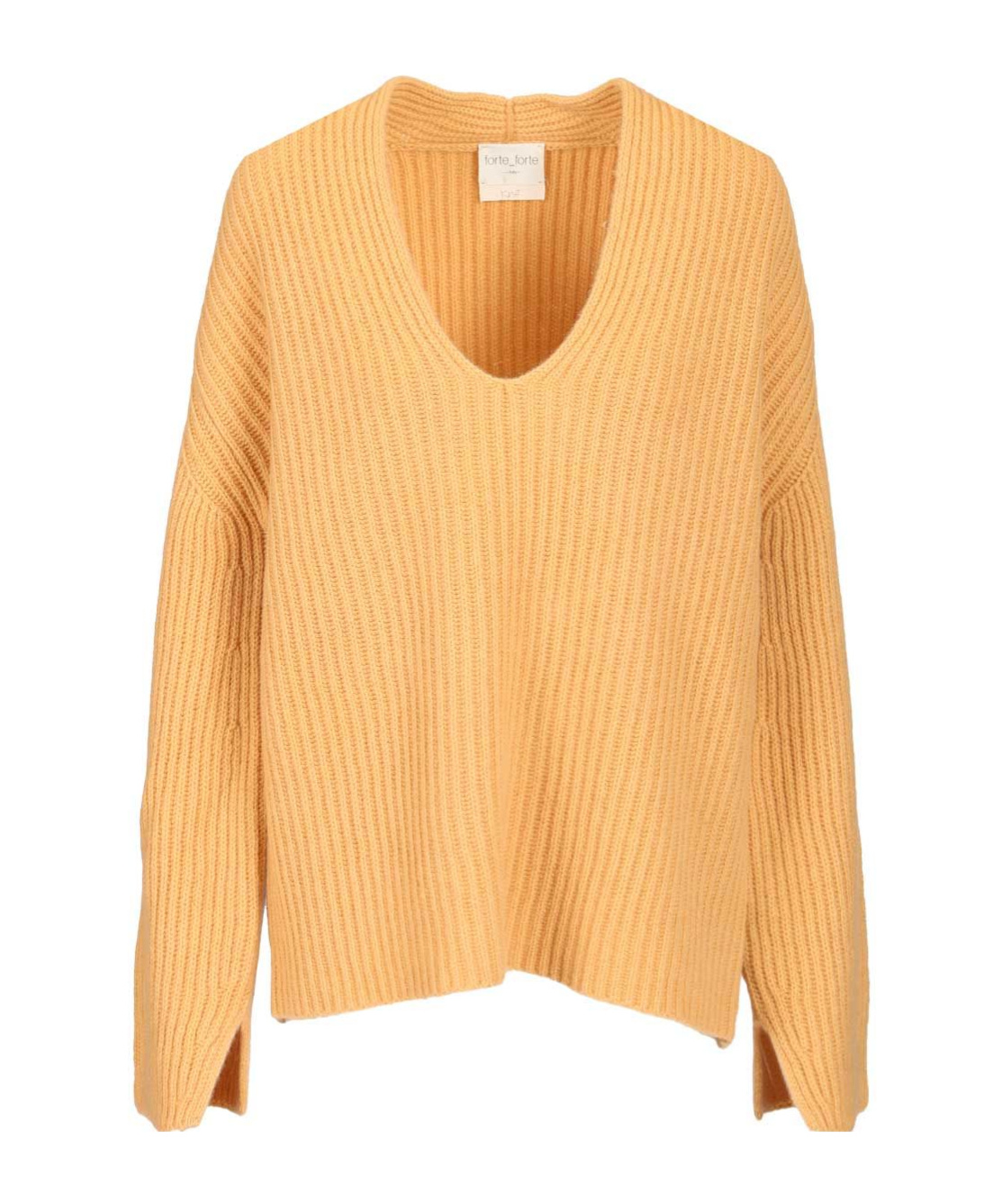 Forte Forte Wool Cashmere Half Cardigan Stitch Sweater In Orange