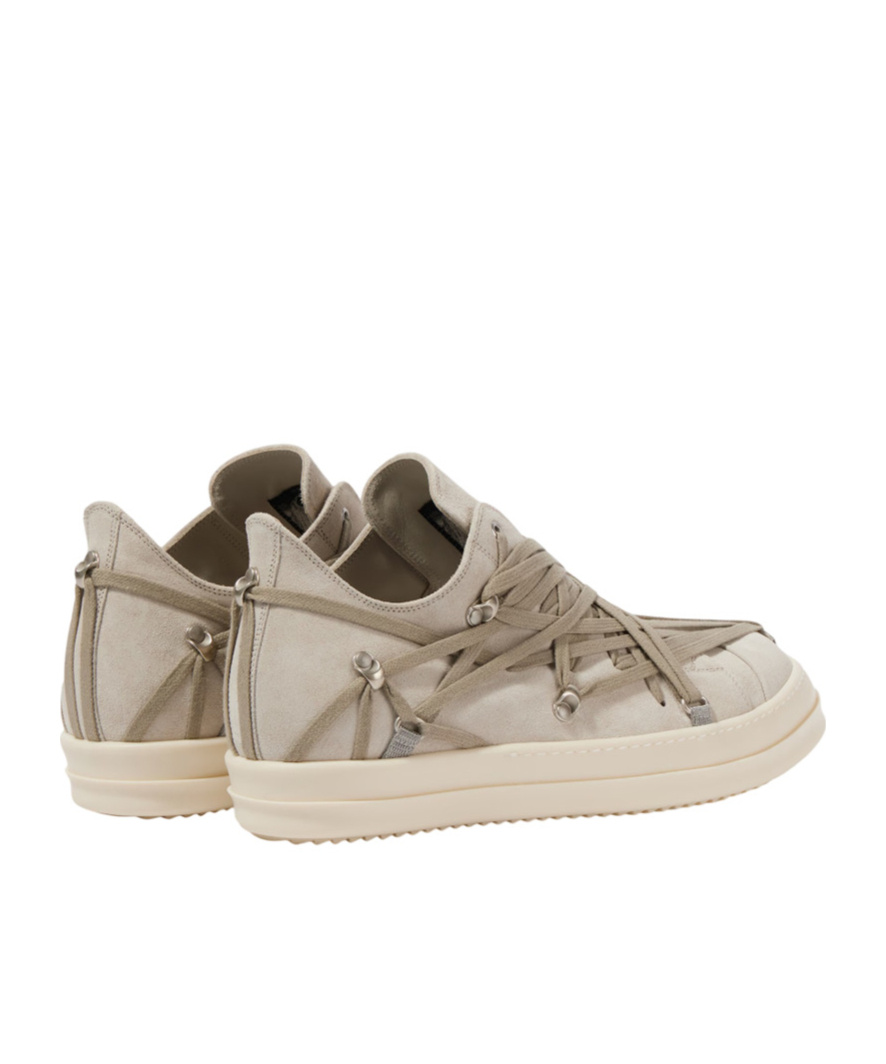 Rick Owens Megalace Sneakers In Suede In Nude