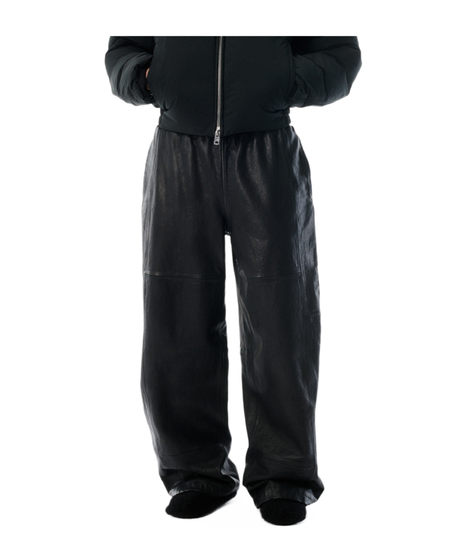 Alexander Wang Black Worn Moto Leather Sweatpant In Black