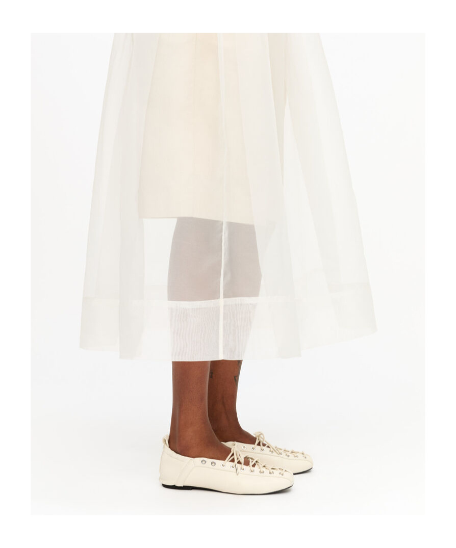 Ganni Lace-up Embellished Recycled Leather Ballet Flats In Neutral