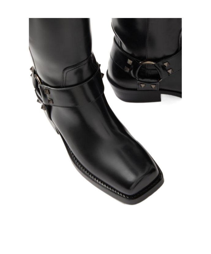 Valentino Ankle Strap Boots In Black