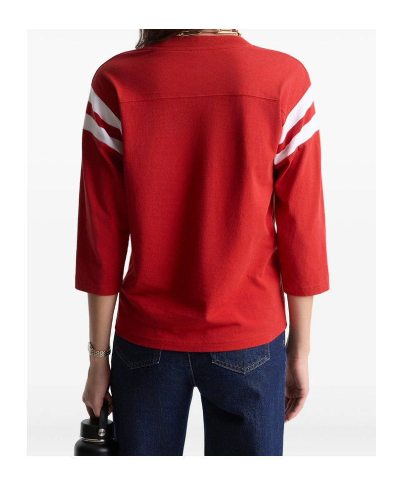Sporty And Rich Patterned Crew Neck T-shirt In Red