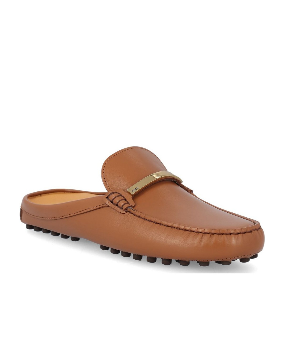 Shop Tod's Leather Slippers In Brown
