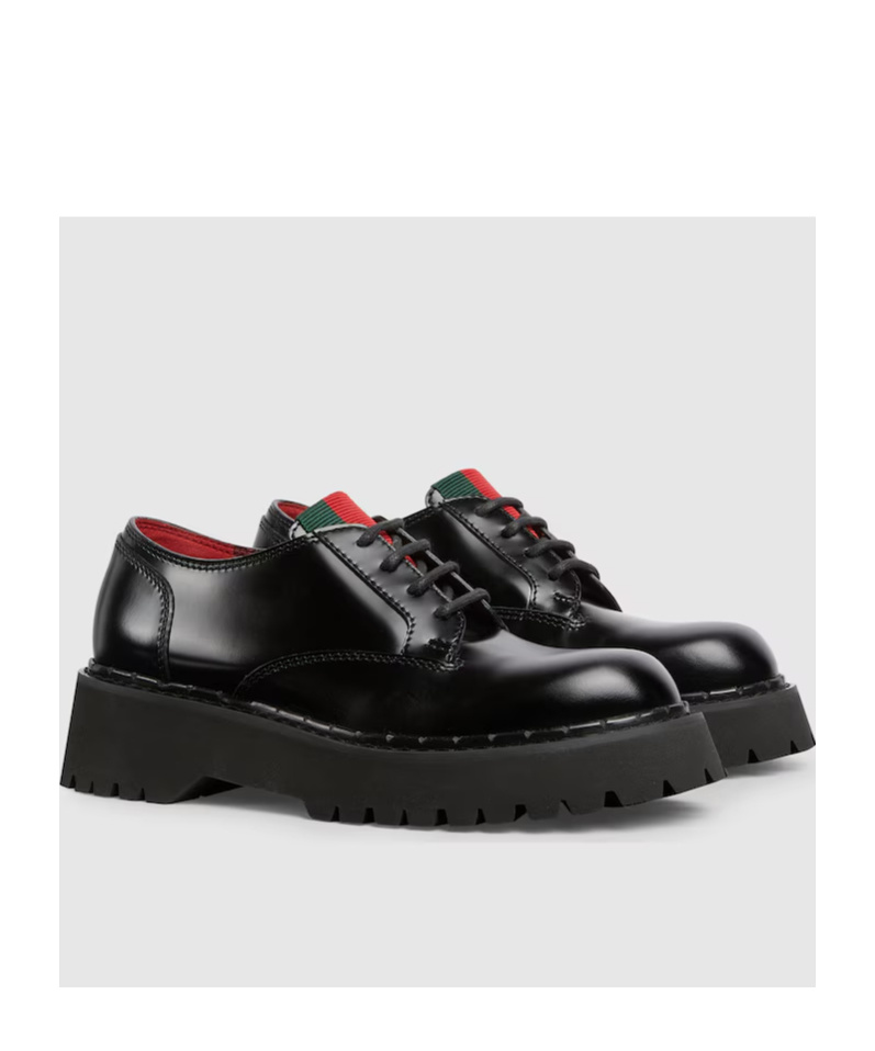 Gucci Web Lace-up Shoes In Black