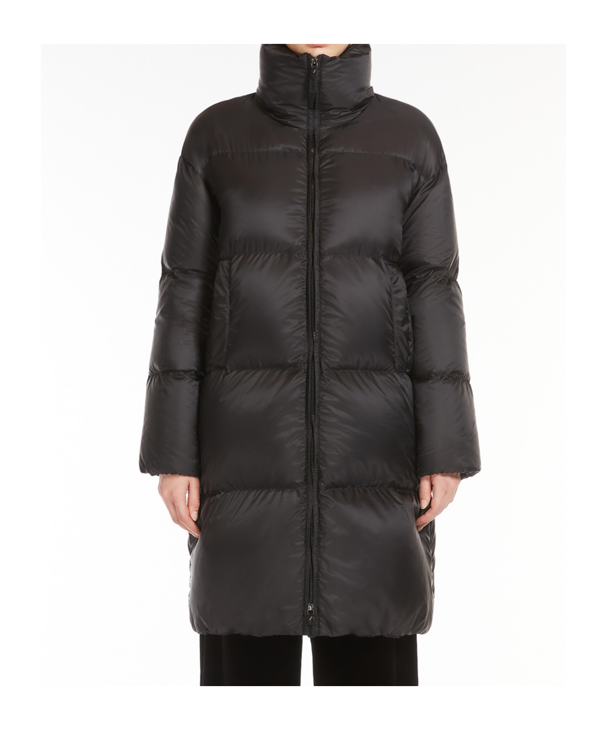 Max Mara Waterproof Long Down Jacket In Black