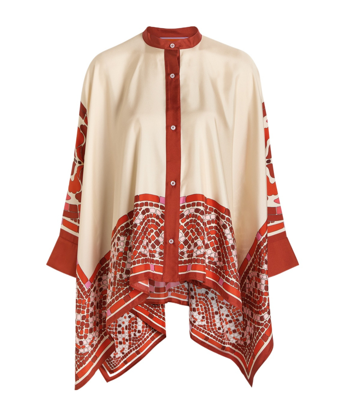 La Doublej Foulard Printed Silk-satin Blouse In Nude