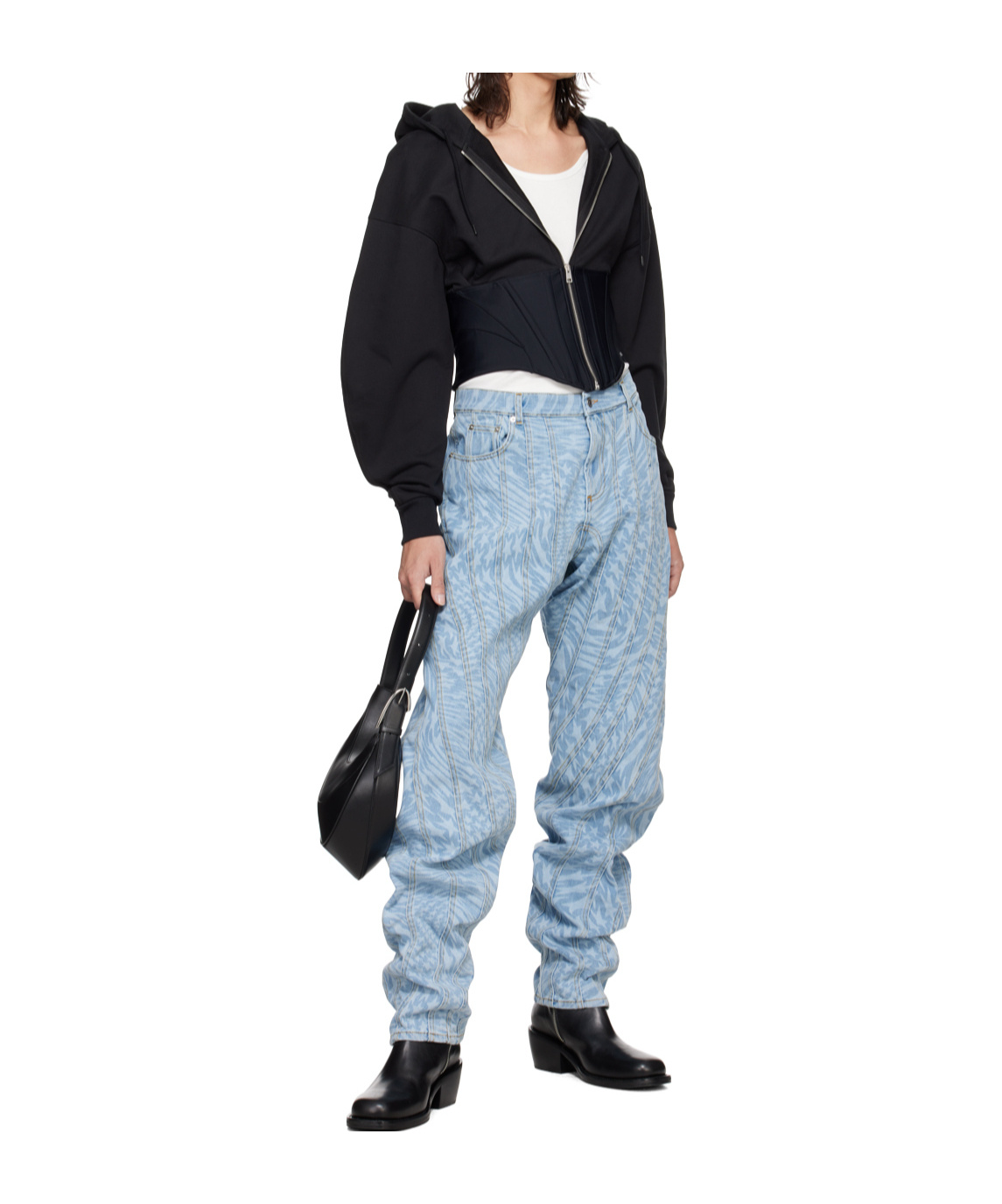 Mugler Star-print Tapered Jeans In Blue