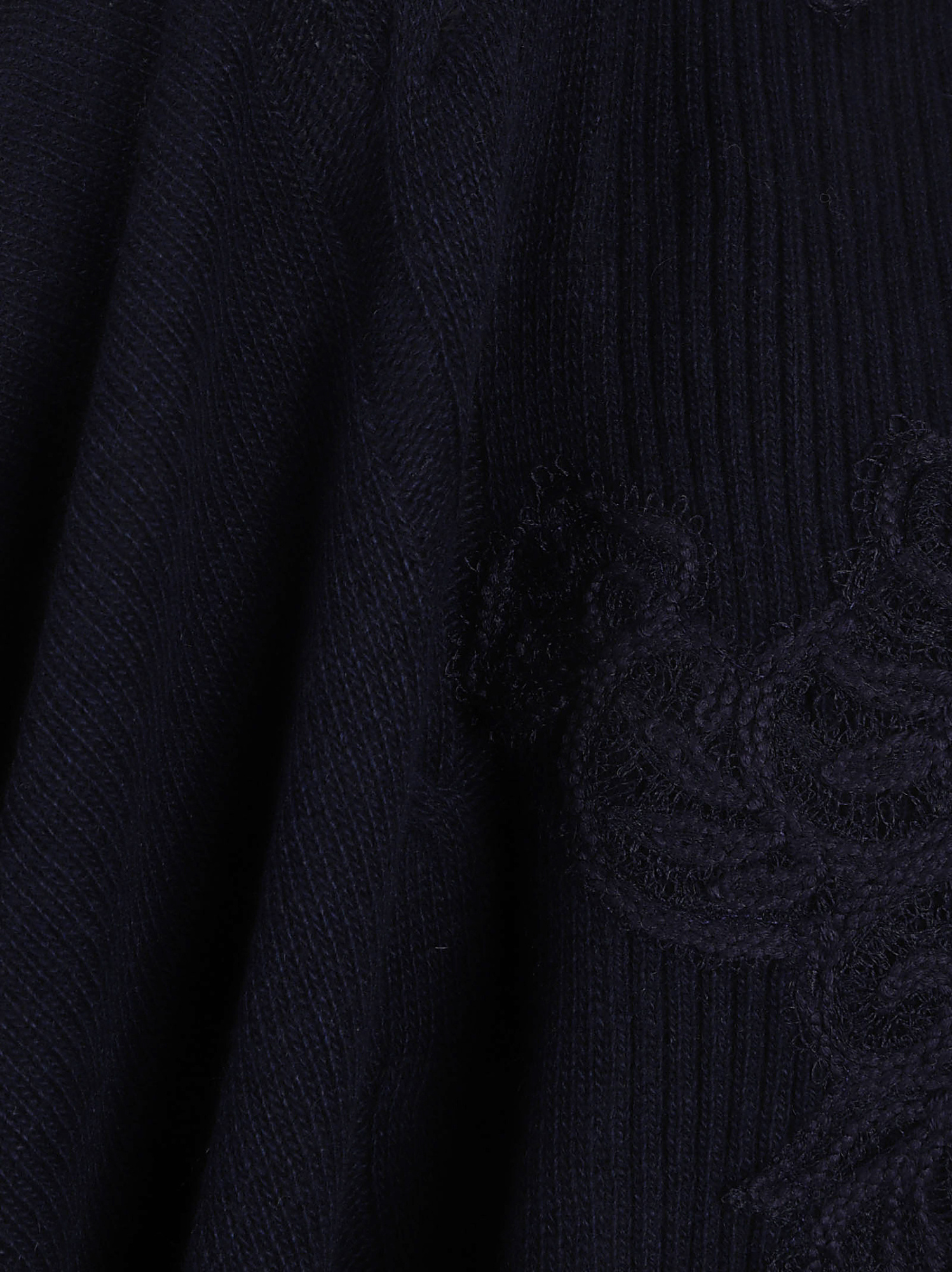 Ermanno Scervino Draped Cape With Embroidered Ribbed Texture In Blue
