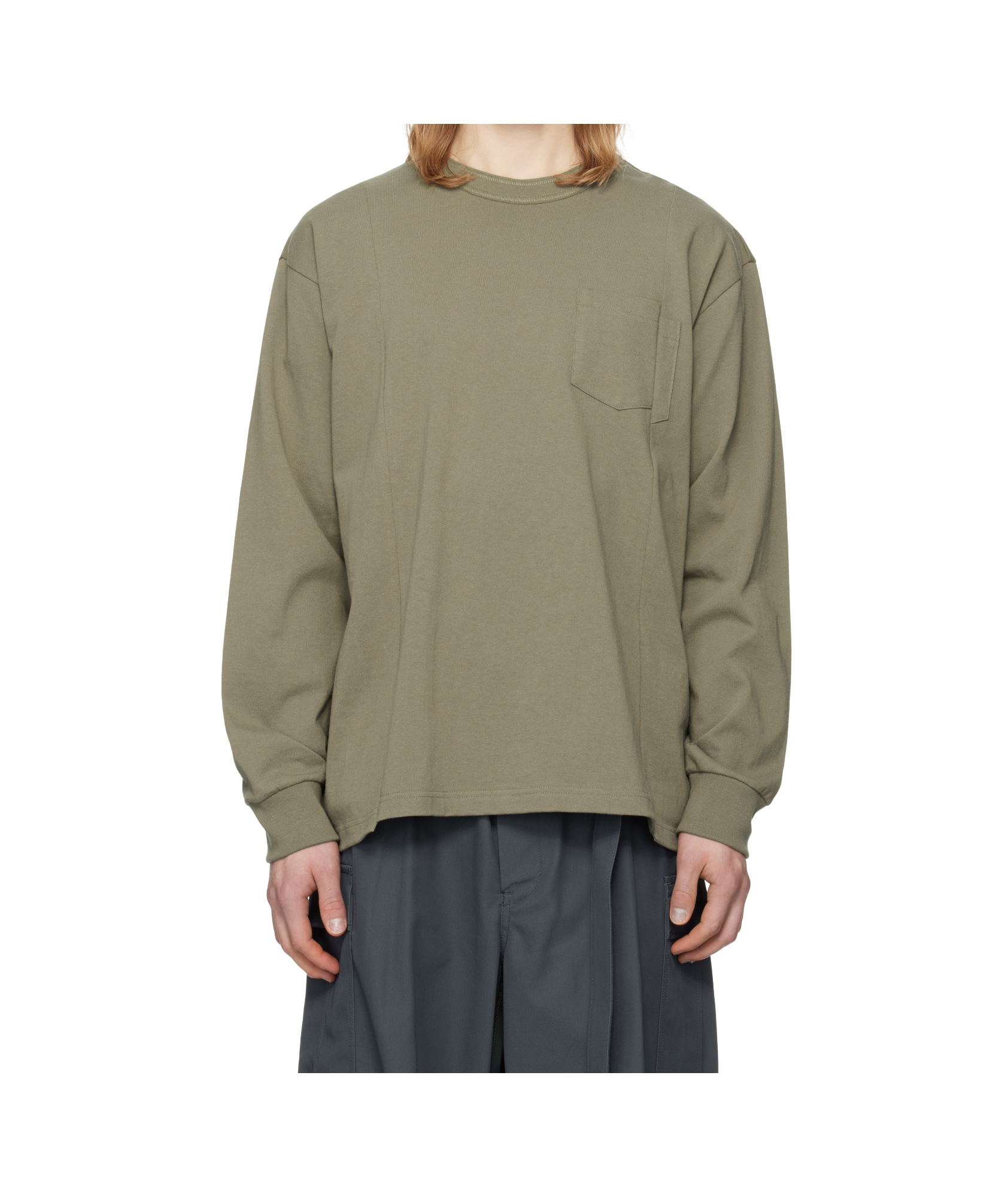 Sacai Taupe Cotton Jersey L/s T-shirt In Nude