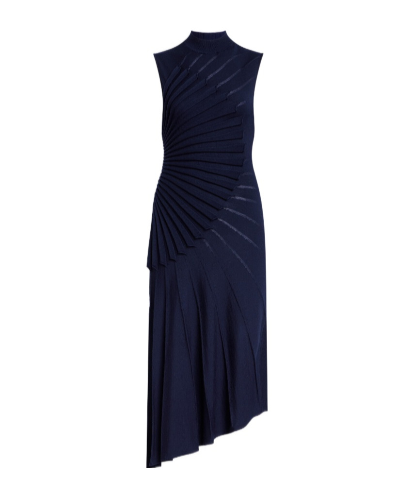 Alaïa Sculpting Wool Dress In Blue