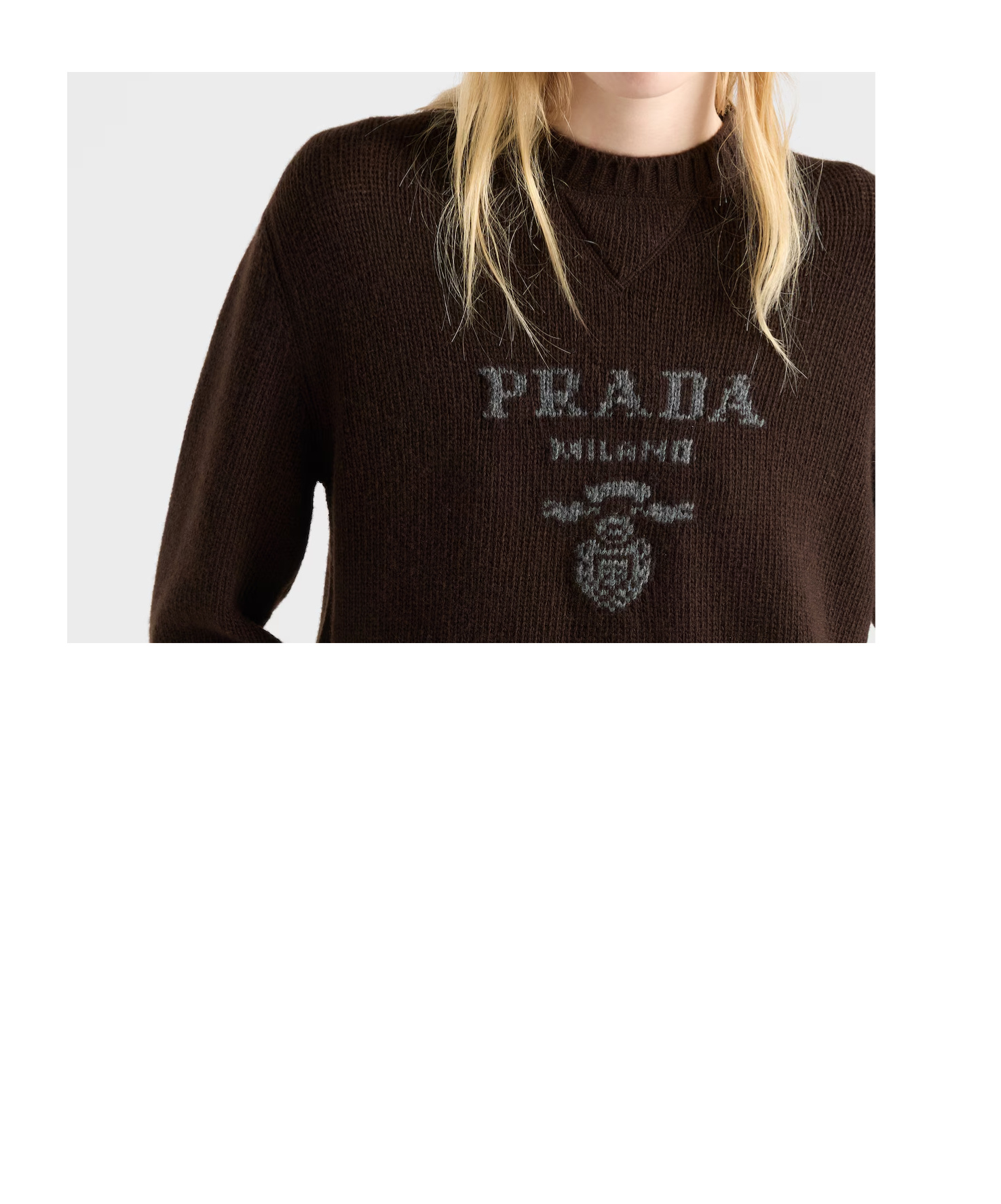 Prada Cashmere And Wool  Logo Crew-neck Sweater In Brown
