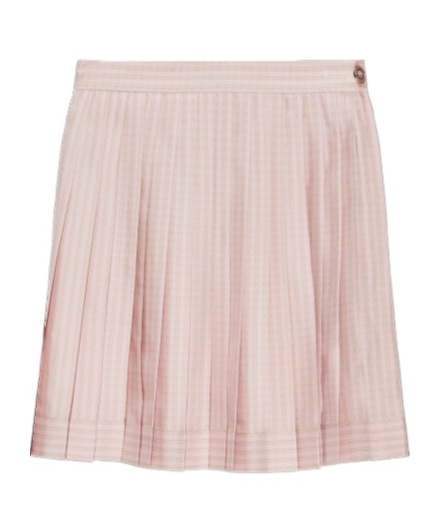 Versace Striped Pleated Skirt Button Detail In Nude