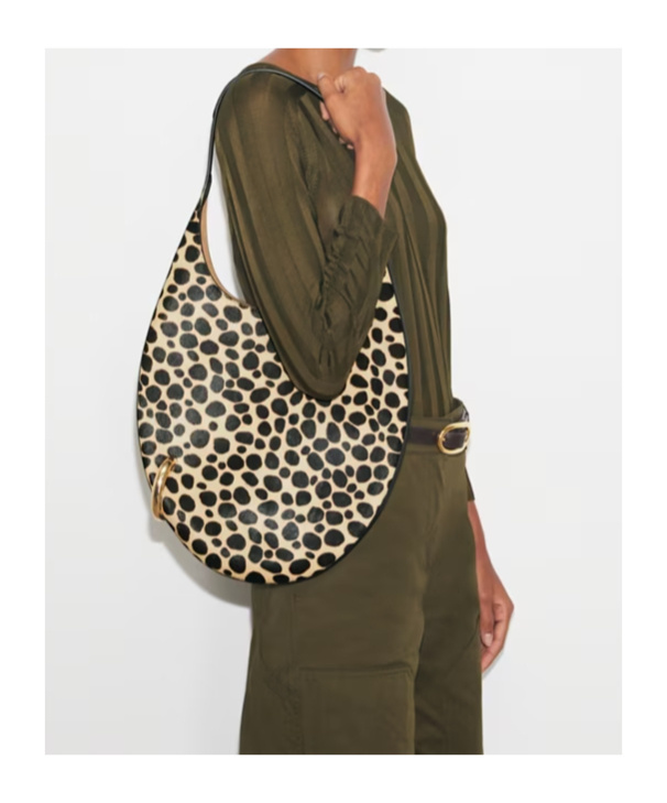 Tory Burch Pierced Calf Hair Handbag In Black