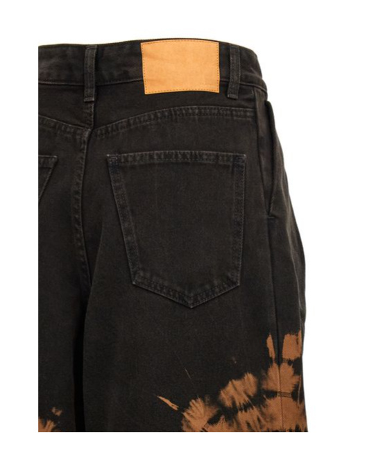Alanui "desert Sands" High-rise Wide-leg Jeans In Black