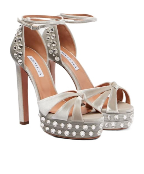 Aquazzura Velvet Platform Sandals In Gray