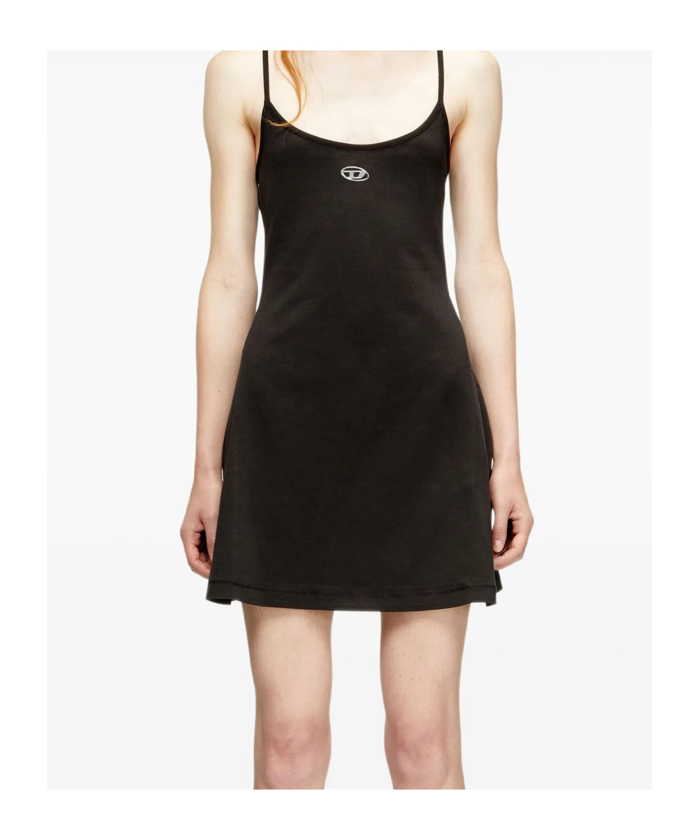 Diesel Mini Dress In Cotton With Oval D Logo In Black