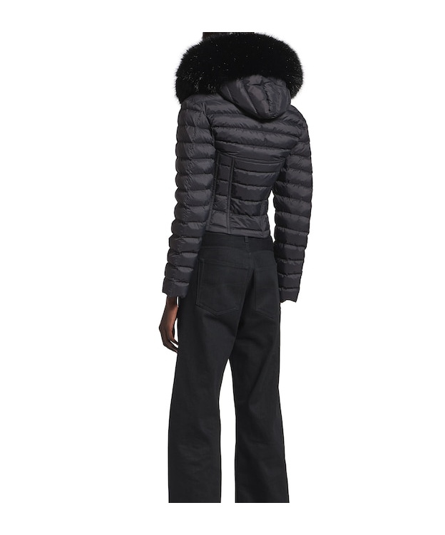 Balenciaga Women's Hooded Corseted Puffer In Black In Blue