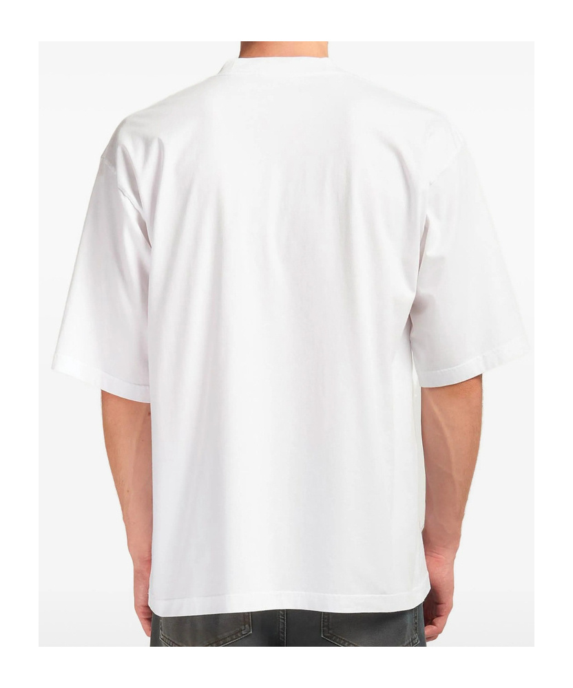 Marni Cotton T-shirt With Flocked Animal Alphabet Logo In White