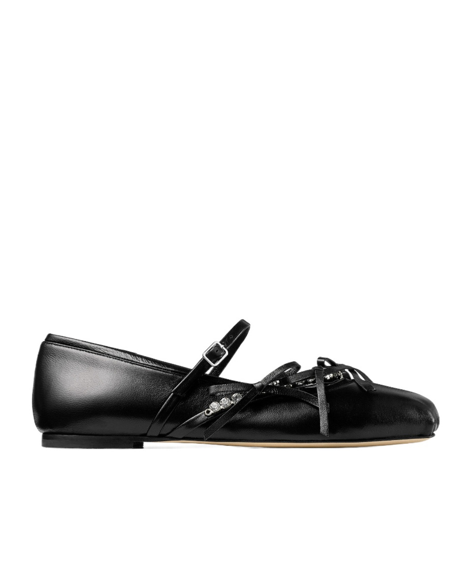 Jimmy Choo Square-toe Ballerina Shoes In Black