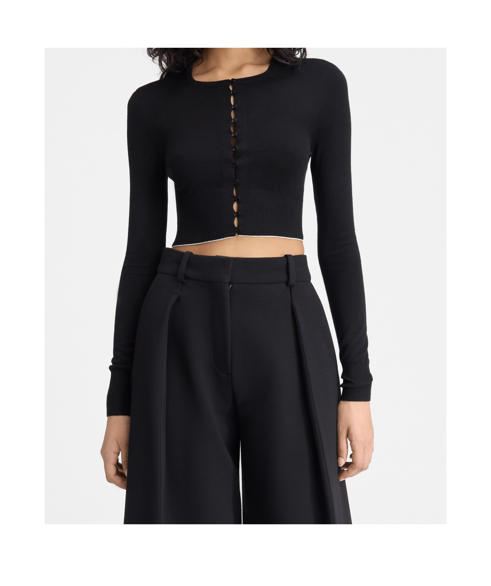 Jacquemus Woman Cardigan Black Size 6 Virgin Wool, Polyamide In Black