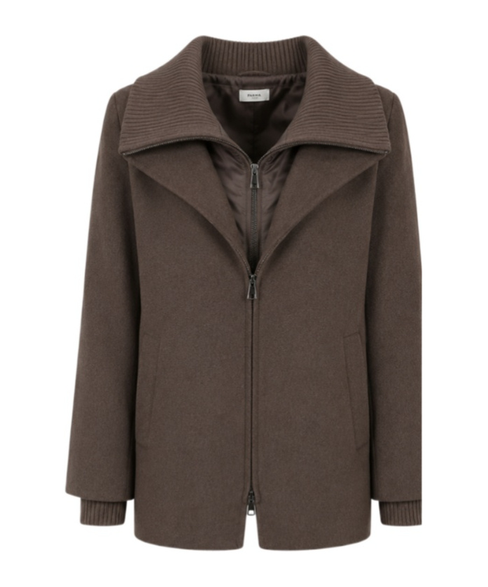 P.a.r.o.s.h Long-sleeve Casual Zip-up Jacket In Brown