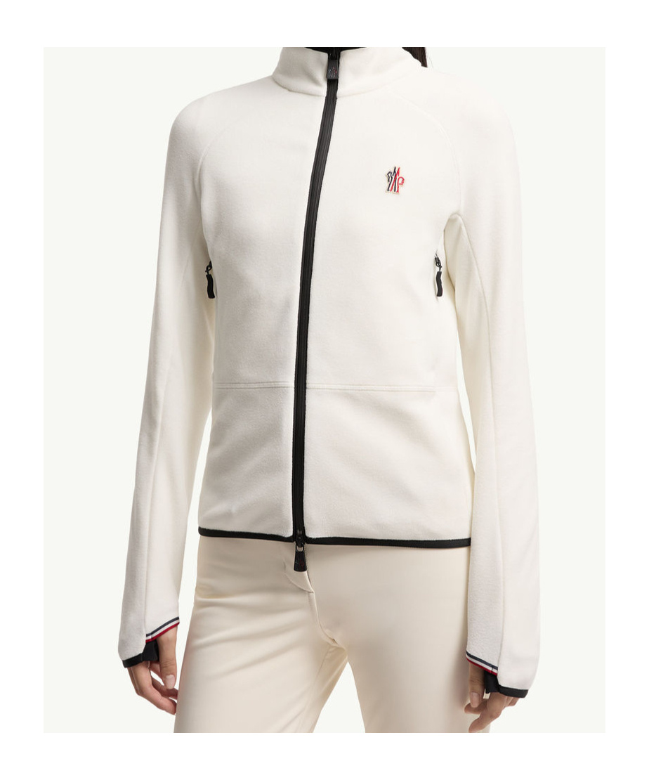 Moncler Fleece Sweatshirt With Zip And Pockets In White