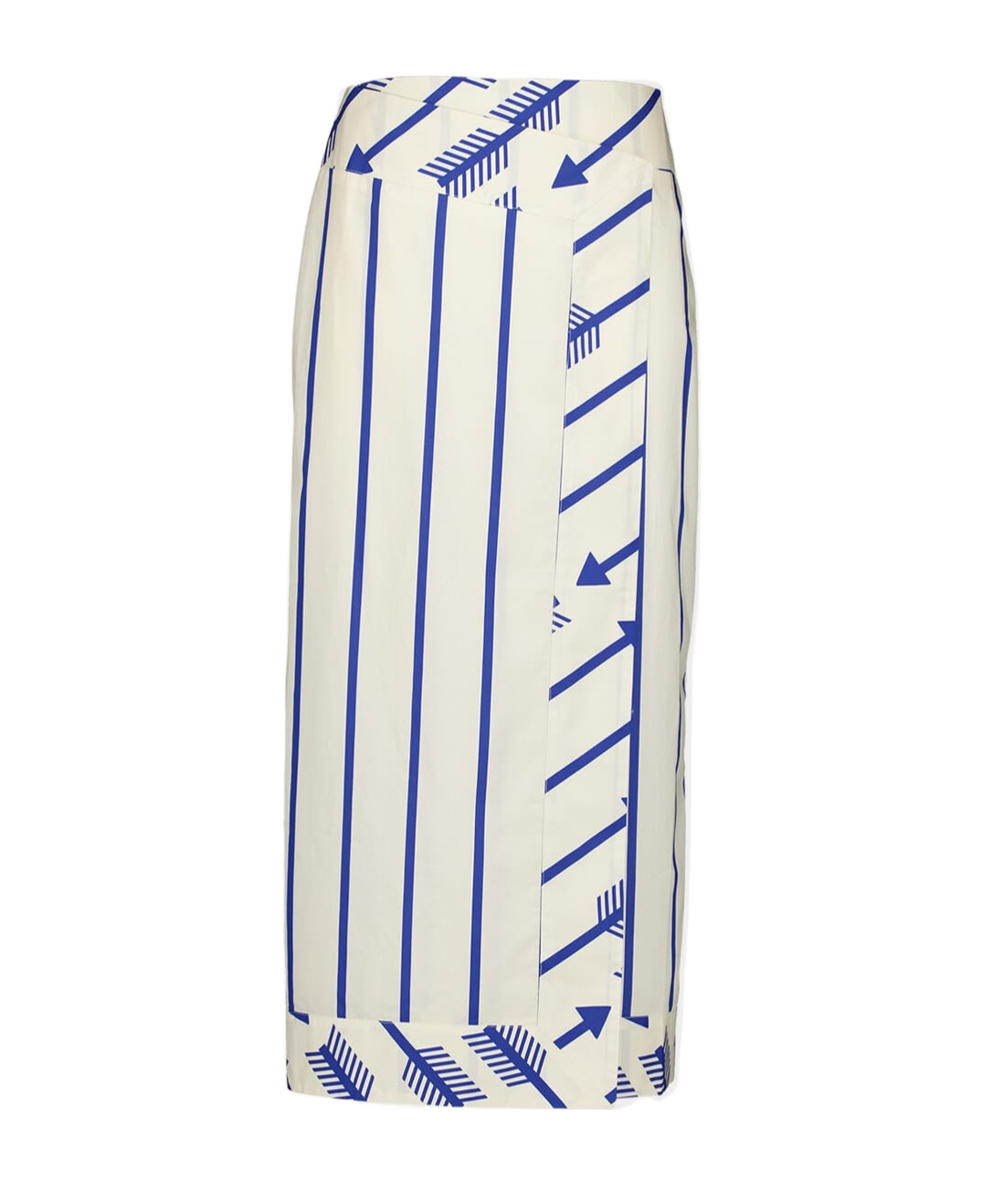 Johanna Ortiz Mar De Cortes Midi Skirt Arrow Stripes Blue In White