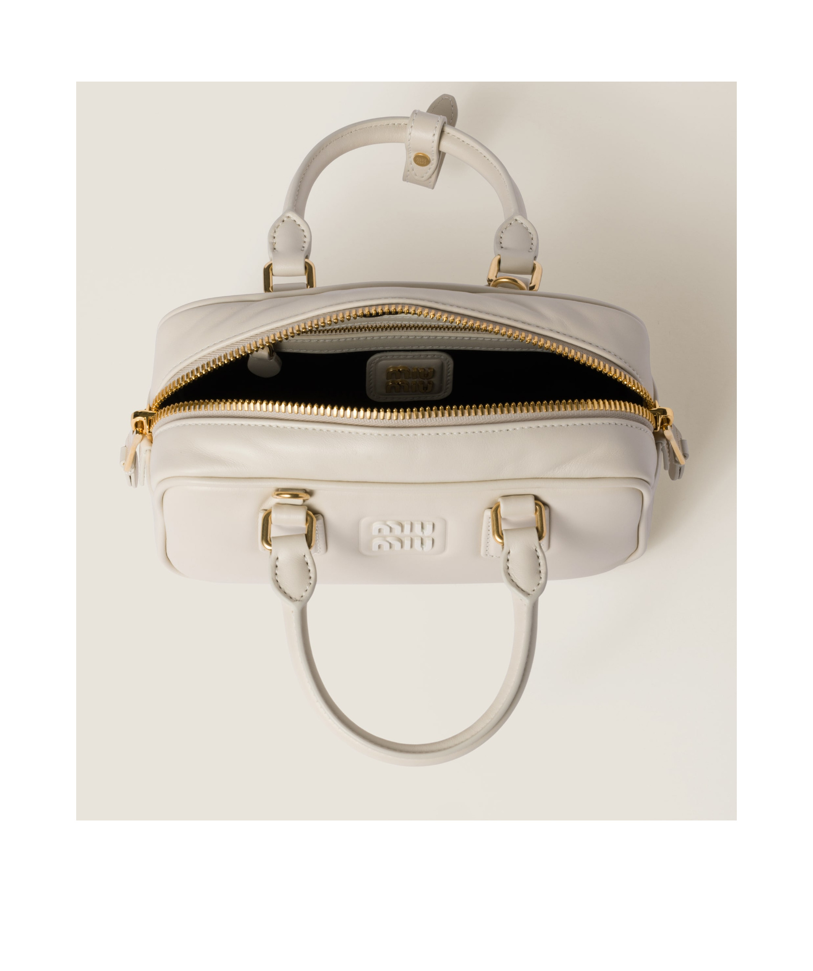 Miu Miu Arcadie Leather Bag In Chalk White