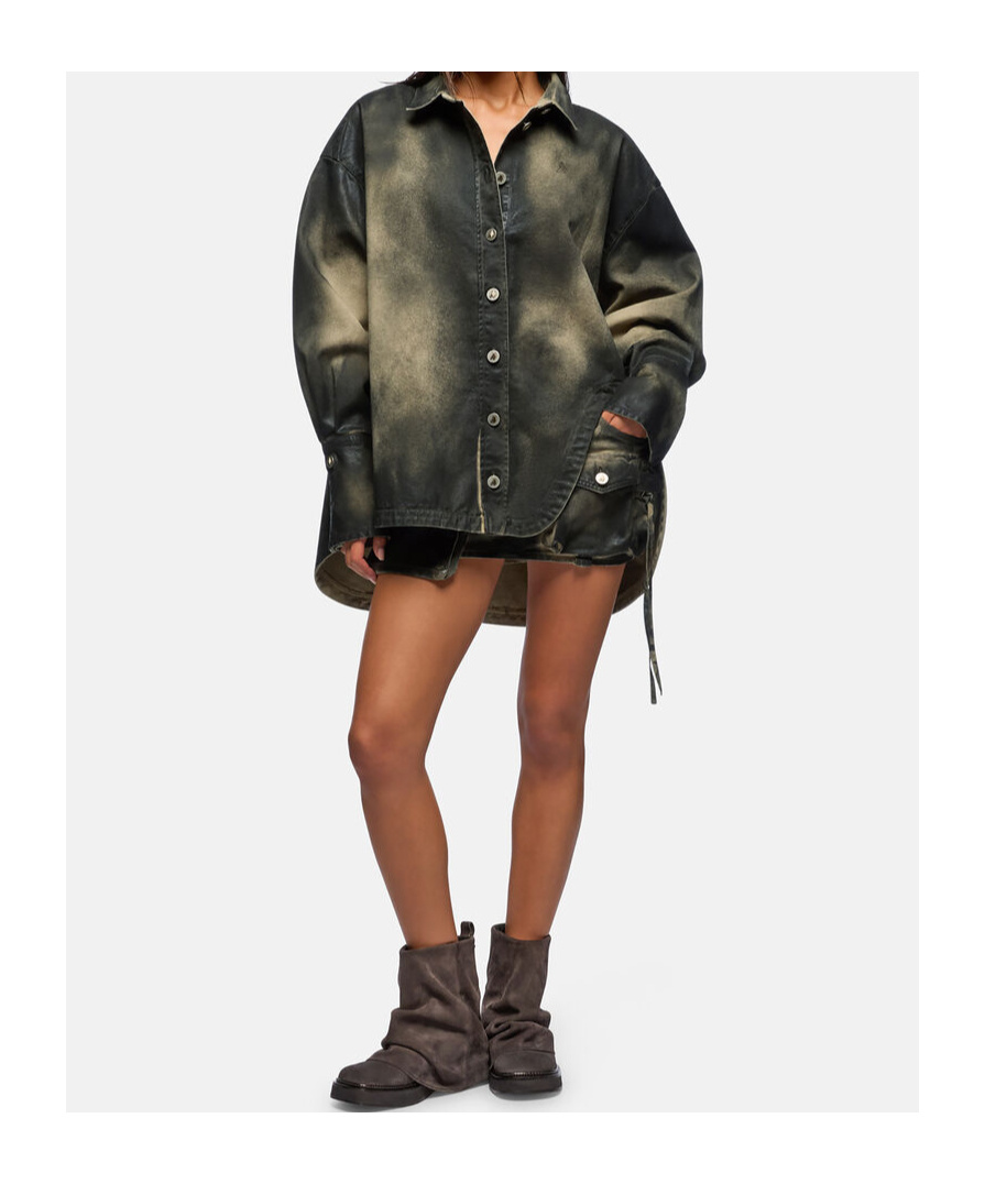 Attico Fay Mini Denim Skirt In Black