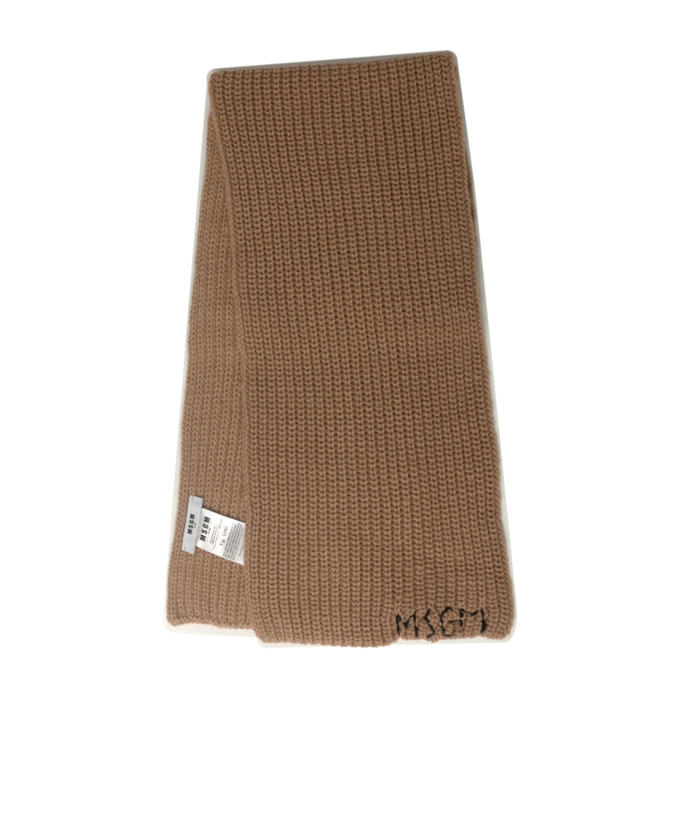 Msgm Logo Knitted Scarf In Brown