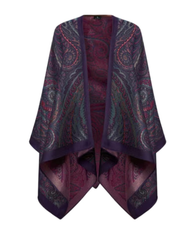 Etro Wool-blend Jacquard Cape In Blue