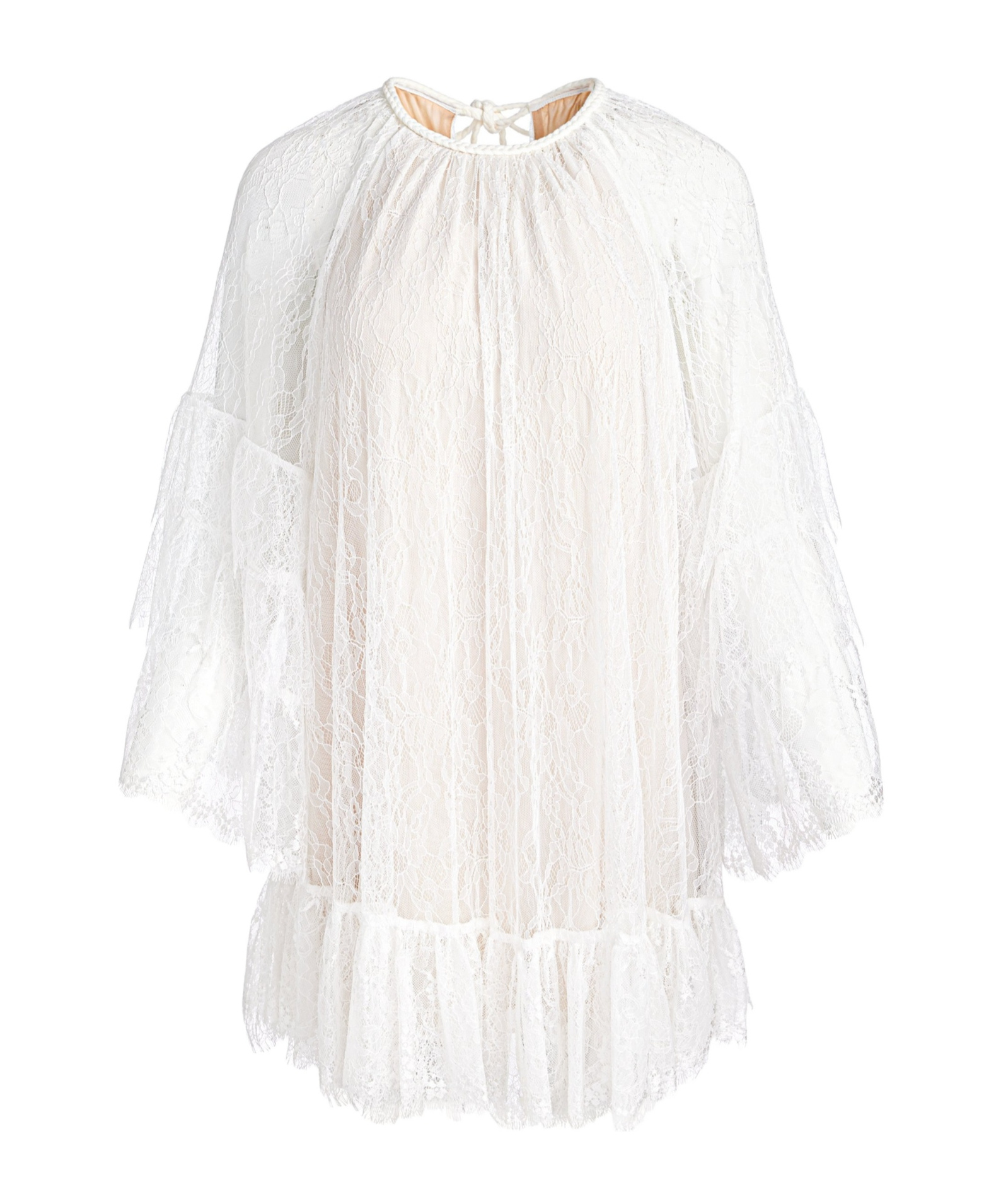 Alice And Olivia Delia Ruffled Tunic Dress In Off-white