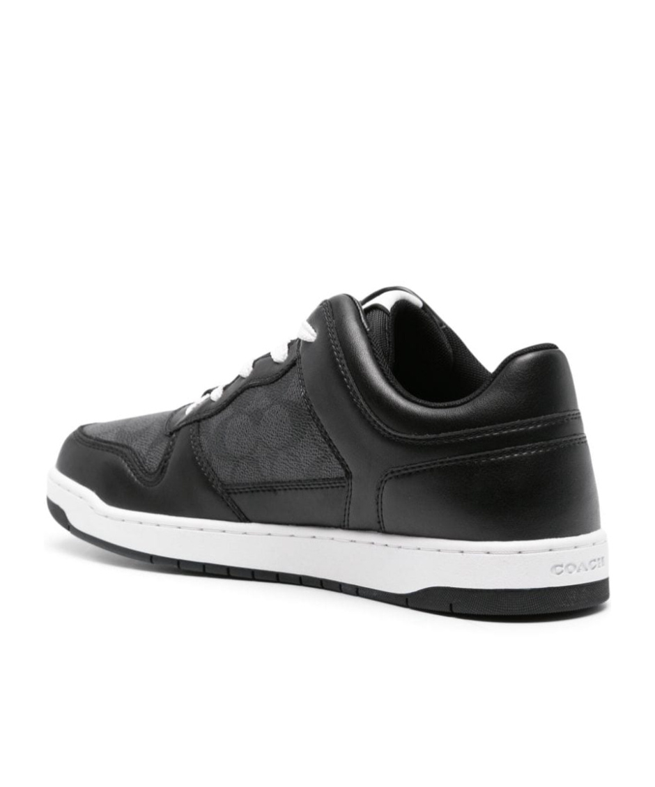 Coach Logo-debossed Panelled Leather Sneakers In Black