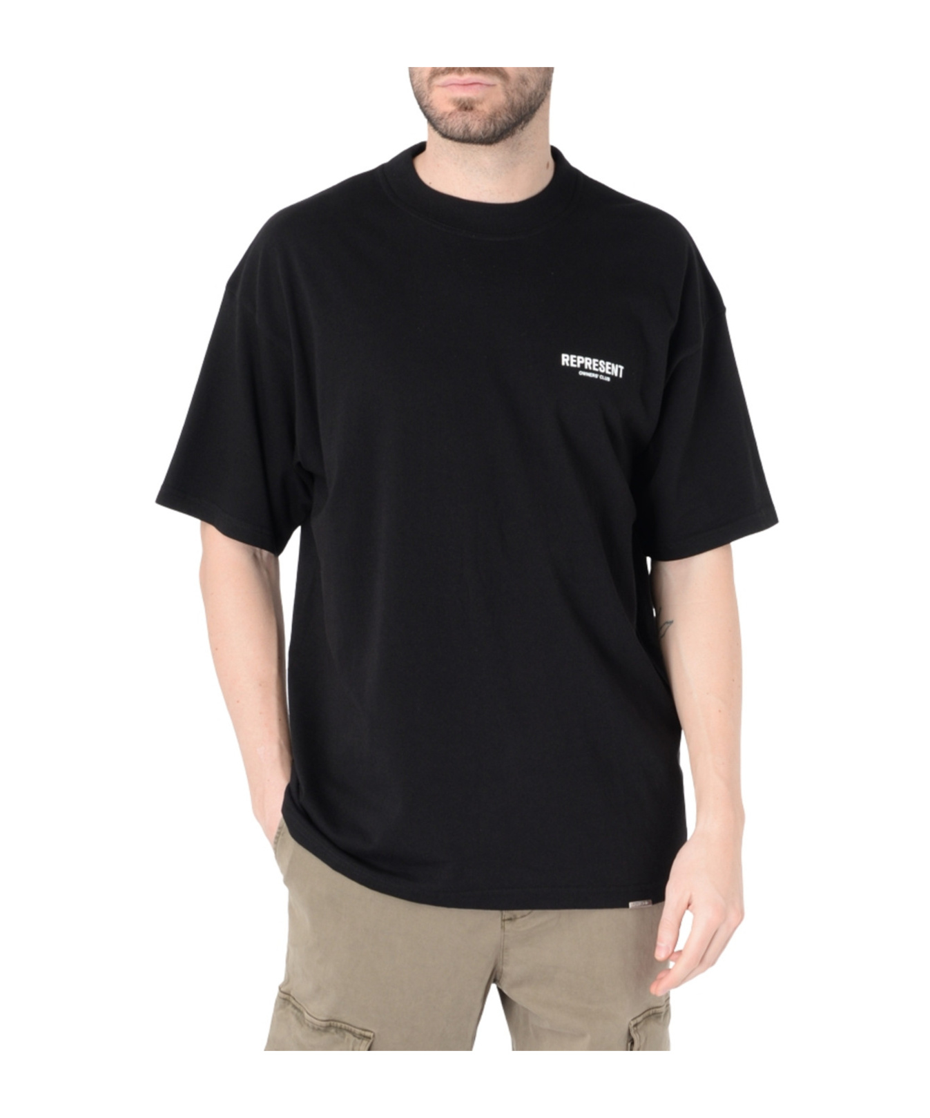 Represent Owners Club Logo Printed Crewneck T-shirt In Black