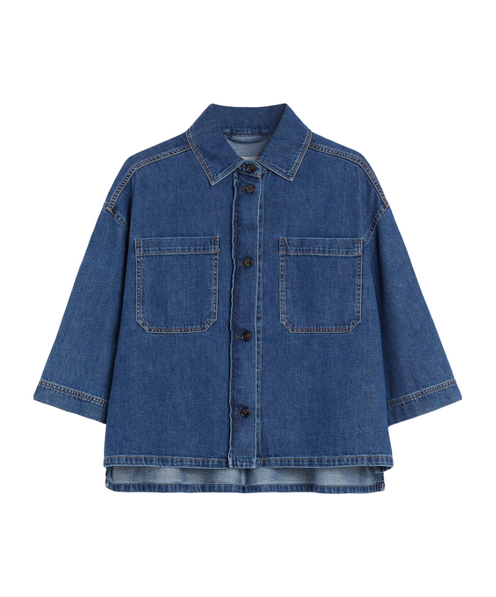 Weekend Max Mara Enza Boxy Denim Button-up Shirt In Blue