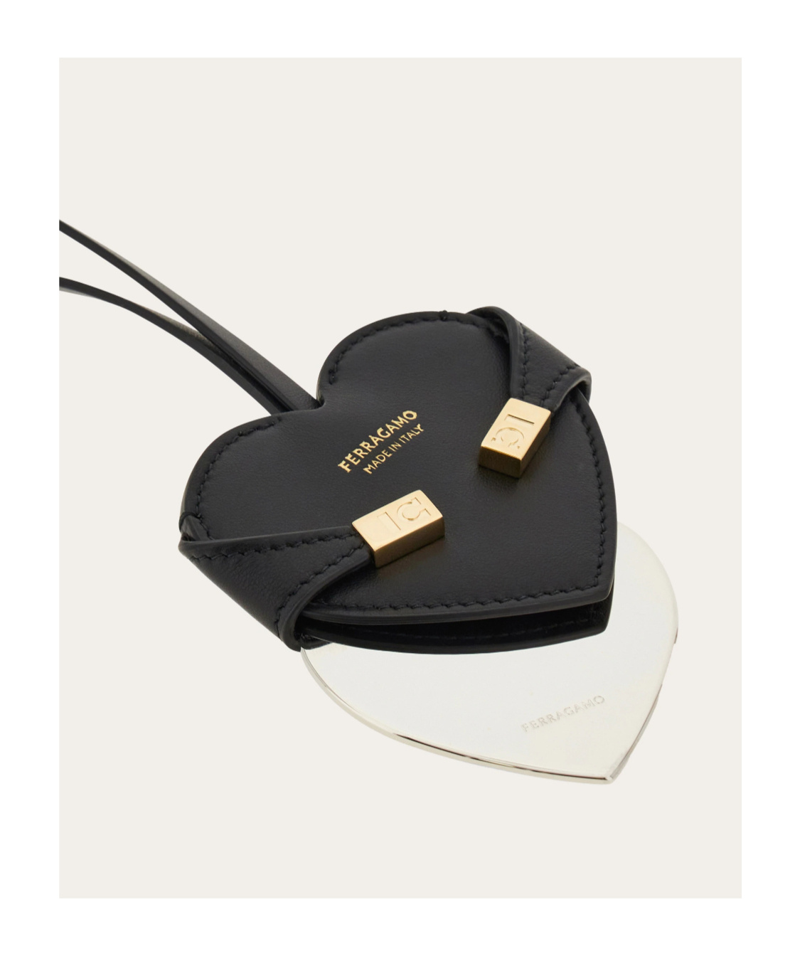 Ferragamo Charm Cuore Mirror Bag Charm In Black