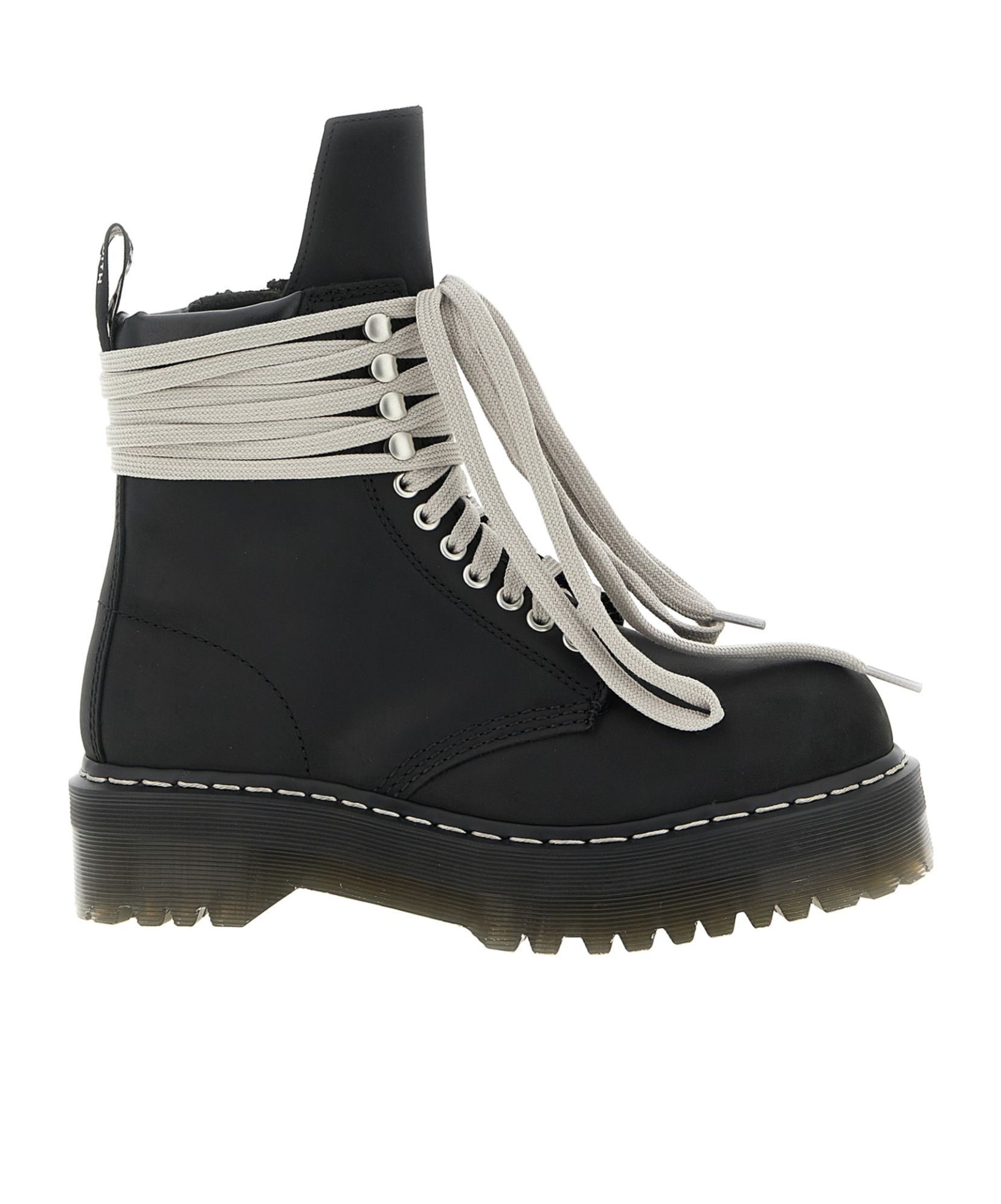 Rick Owens X Dr. Martens Quad Sole Steel Toe Lace- Up Boots In Black