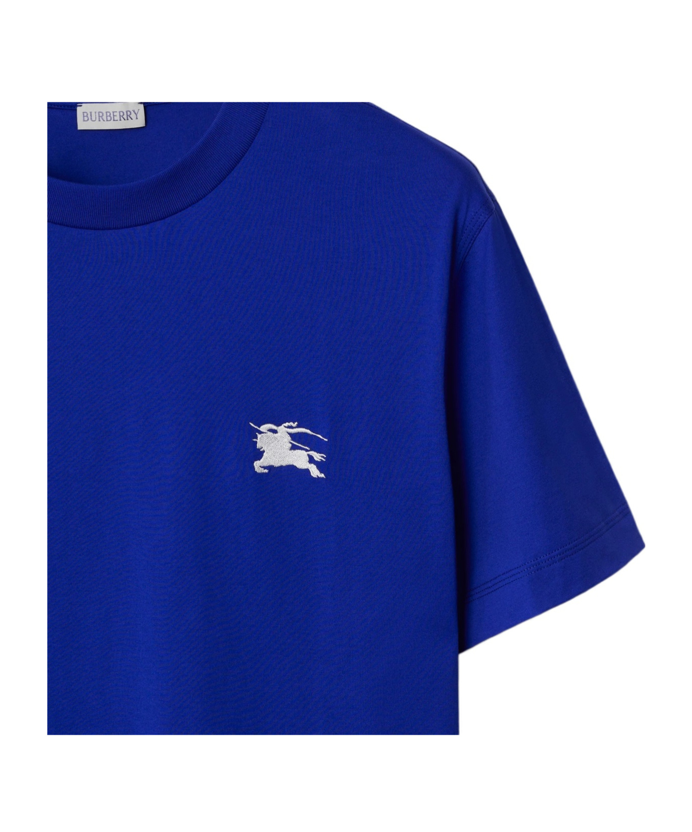 Burberry Edk Embroidered Cotton T-shirt In Blue