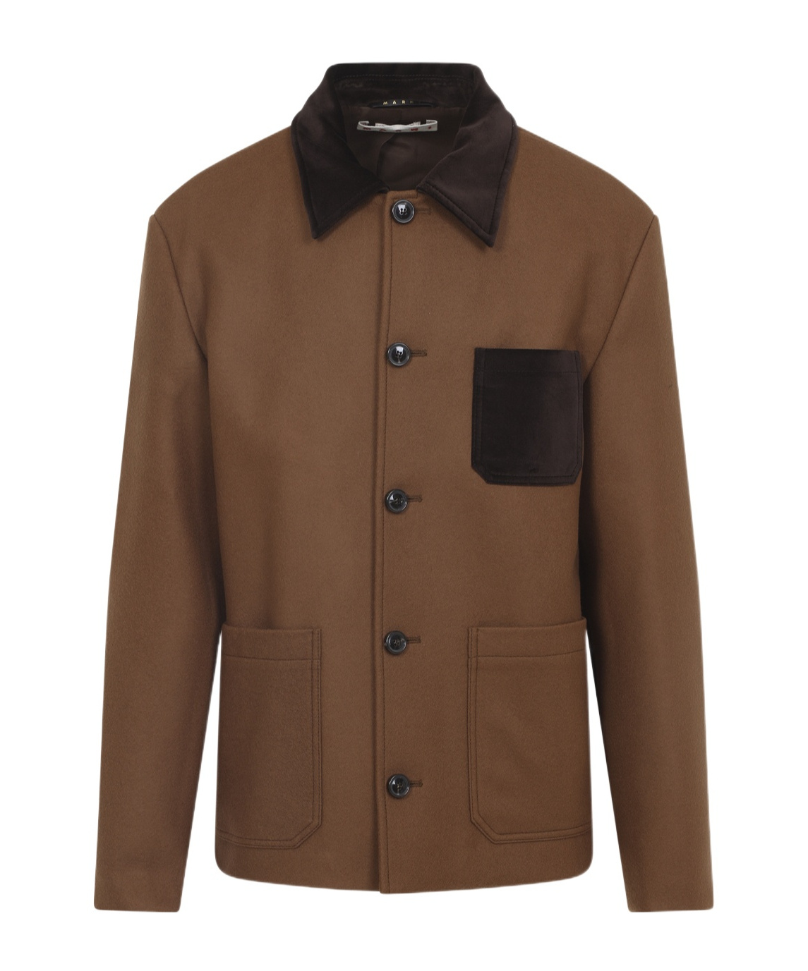 Marni Double Splittable Wool Felt Workwear Jacket In Brown