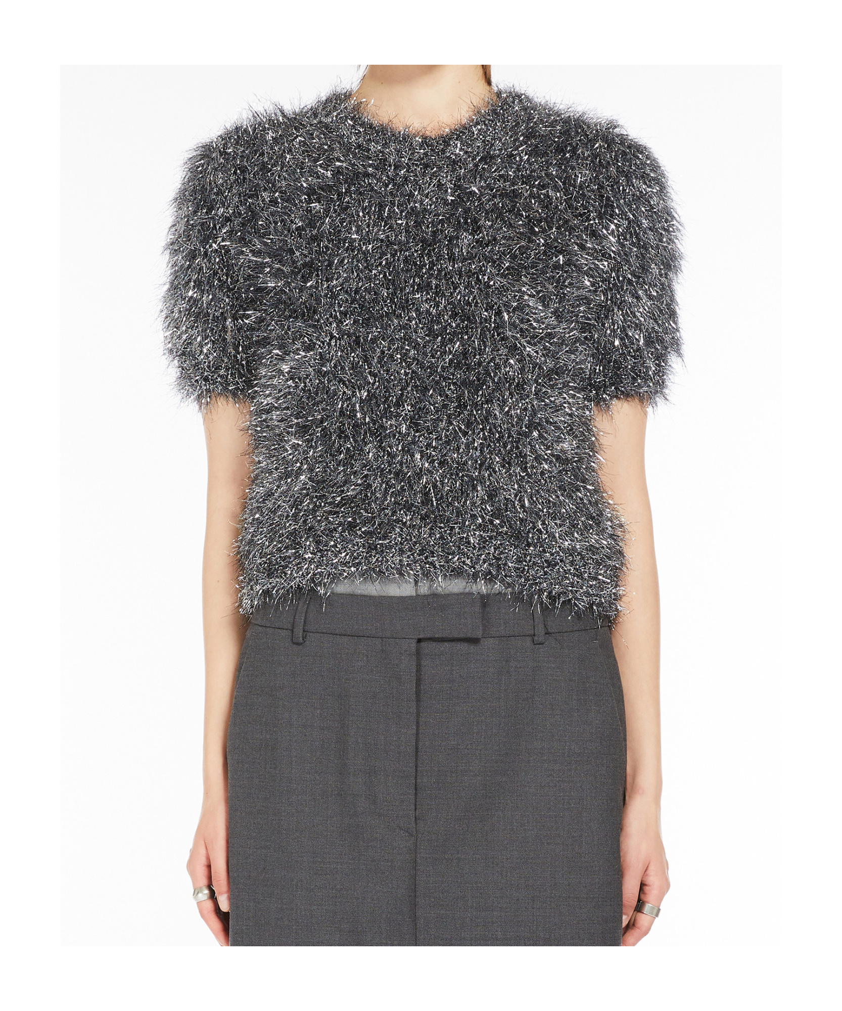 Sportmax Gold And Silver Short Sweater In Black