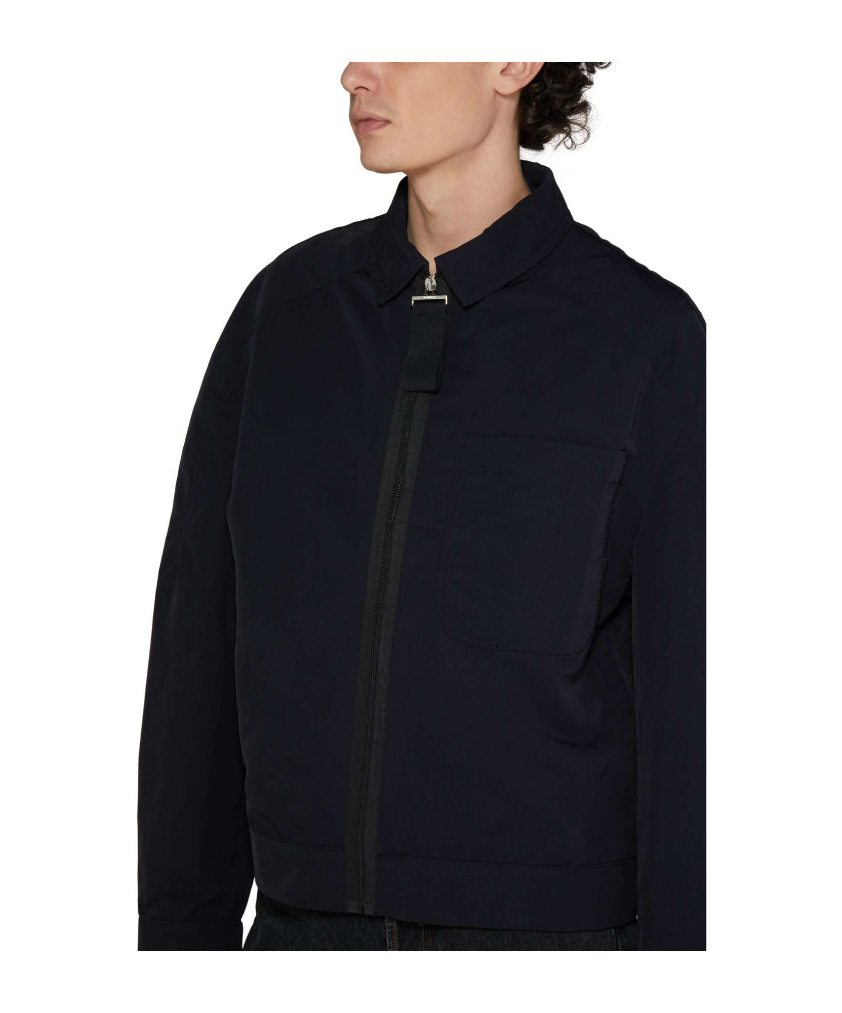 Shop Jacquemus Zippered Casual Jacket In Black