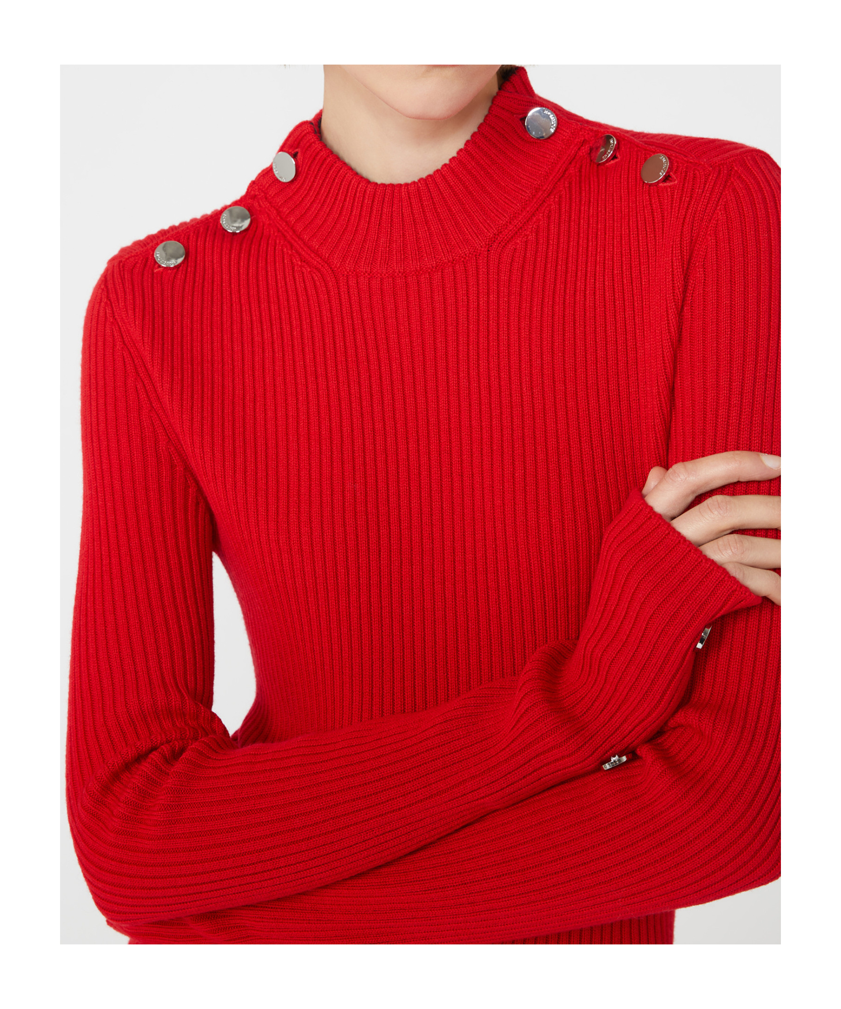 Sportmax Button-down Slim-fit Sweater In Red
